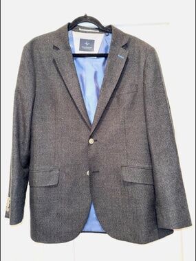TailorByrd Men's Herringbone Blazer, Grey Brown, Size 42R